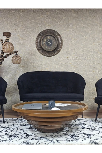 TEDDY Takım Siyah Boyalı Sivriltme Ayak Çay Seti Koltuk - Berjer , Balkon, Salon, Ofis Siyah Renk 40 x 125 Boyut/Ebat - 2