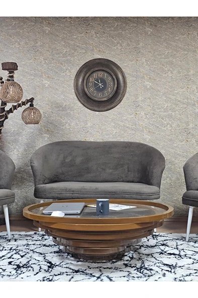 TEDDY Takım Beyaz Boyalı Sivriltme Ayak Çay Seti Koltuk - Berjer , Balkon, Salon, Ofis Kahverengi Renk 40 x 125 Boyut/Ebat - 2