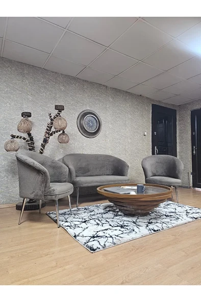 TEDDY Takım Krom Kaplama Sivriltme Ayak Çay Seti Koltuk - Berjer , Balkon, Salon, Ofis Kahverengi Renk 40 x 125 Boyut/Ebat - 3