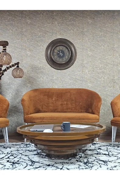 TEDDY Takım Beyaz Boyalı Telli Ayak Çay Seti Koltuk - Berjer , Balkon, Salon, Ofis Kiremit Renk 40 x 125 Boyut/Ebat - Resim 2