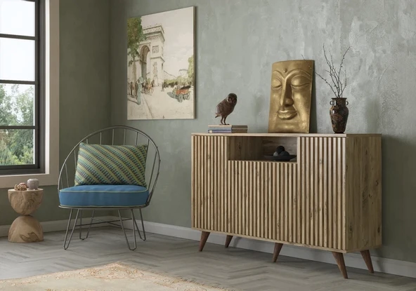 Hunerika Zoledo Zebra Kapak 4 Kapaklı 1 Bölmeli Premium Konsol- Minifiks - Atlantik Çam