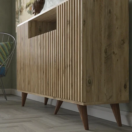 Hunerika Zoledo Zebra Kapak 4 Kapaklı 1 Bölmeli Premium Konsol- Minifiks - Atlantik Çam - 2