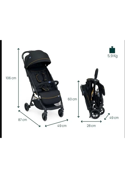 Chicco Glee Bebek Arabası - Uneven Siyah - Resim 2