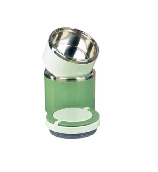 Tohana kulplu çelik sefer tası - yemek termosu saklama kabı 2 katlı yeşil 930 ml. - Resim 2