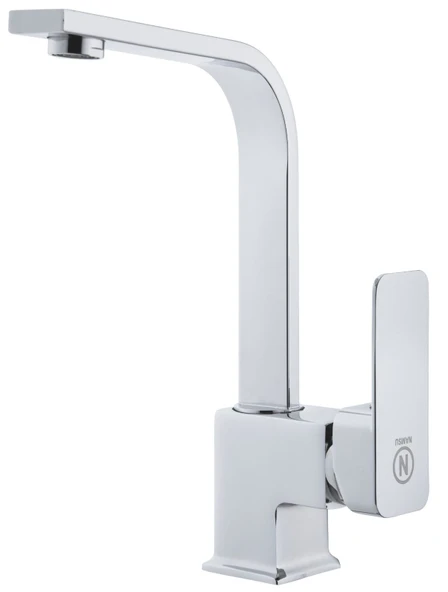 LAVABO BATARYASI KROM KARE BANYO LAVABO MUSLUK AĞIR PRİNÇ GÖVDE DÖNER BORU LÜKS ARMATÜR GÜMÜŞ GRİ - 5