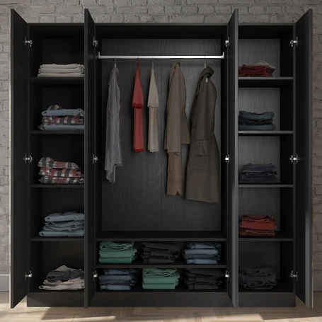 Hunerika Pamplona Zebra desen 4 Kapaklı Premium Gardırop- Minifiks - siyah/Atlantik Çam - 2