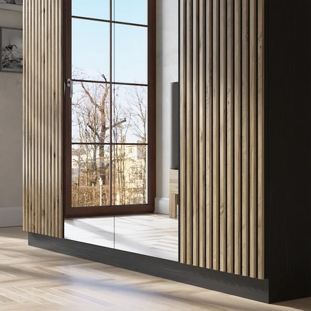 Hunerika Pamplona Zebra desen 4 Kapaklı Premium Gardırop- Minifiks - siyah/Atlantik Çam - 3