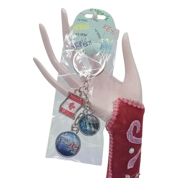 Kanada Üçlü Epoksi Metal Çift Taraflı Damla Anahtarlık Canada - Resim 2