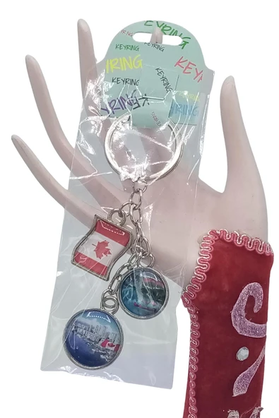 Kanada Üçlü Epoksi Metal Çift Taraflı Damla Anahtarlık Canada - Resim 5