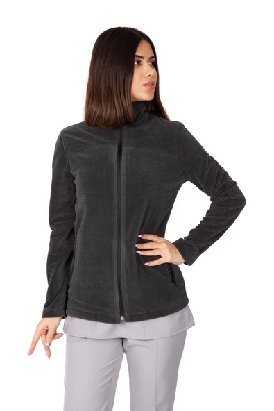 Kadın Füme Doktor Hemşire Poları Hastane Kışlık Polar Ceket - 3