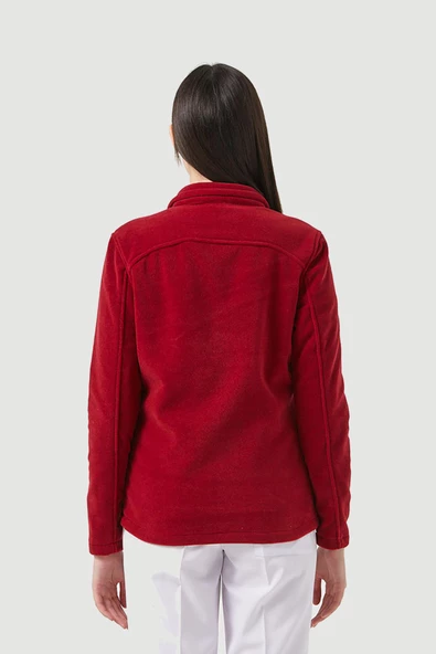 Kadın Bordo Doktor Hemşire Poları Hastane Kışlık Polar Ceket - 5