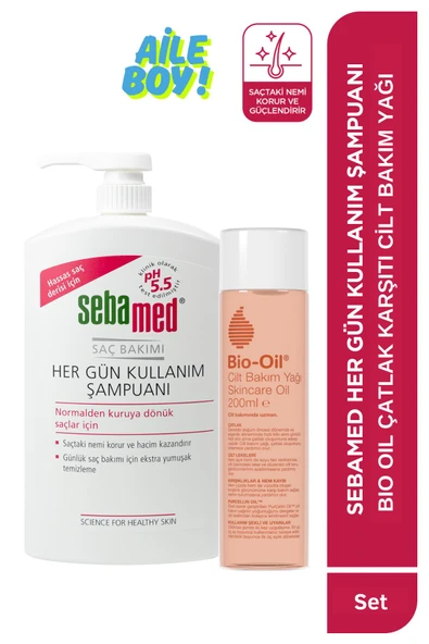 Bio-Oil Çatlak Karşıtı & Leke Karşıtı Nemlendirici Cilt Bakım Yağı 200 ml & Sebamed Günlük Saç Bakım Şampuanı 1000ml