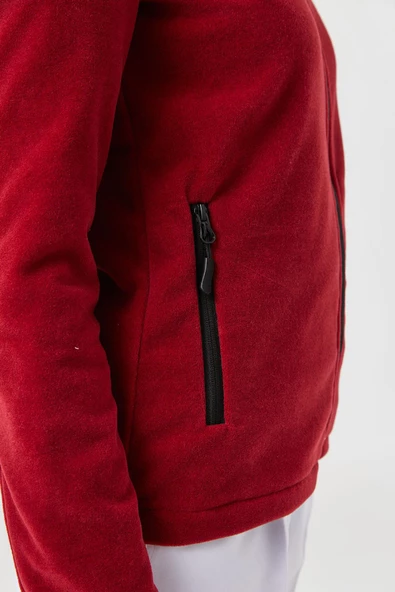 Kadın Bordo Doktor Hemşire Poları Hastane Kışlık Polar Ceket - 4