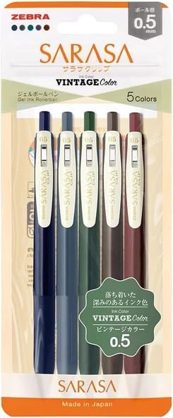 Zebra Sarasa 0.5mm Vintage Colors 5'li Kalem Seti - Set 1 - 1