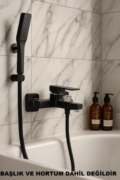 KARE SİYAH BANYO BATARYASI AĞIR PRİNÇ GÖVDE YÜKSEK KALİTE MUSLUK KÖŞELİ ŞIK MODERN TASARIM - Resim 2