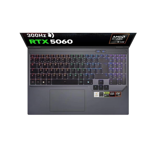 Game Garaj Slayer R9T-5060 C6 AMD Ryzen 9 8945HX 32GB RAM 1TB SSD RTX5060 16" 300Hz QHD+ FreeDOS Oyuncu Laptop - 3
