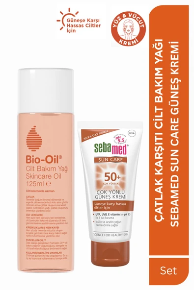 Bio-Oil Cilt Bakım Yağı 125 ml & Sun Care SPF 50+ Güneş Kremi 50 ml