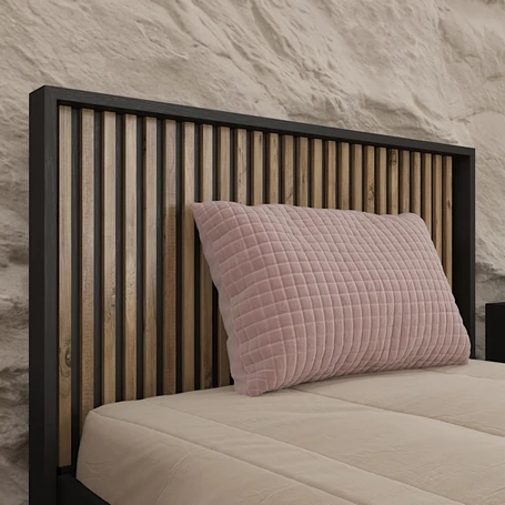 Hunerika Minoa Zebra desen Tek Kişilik Premium Karyola- Minifiks - siyah/Atlantik Çam - 2