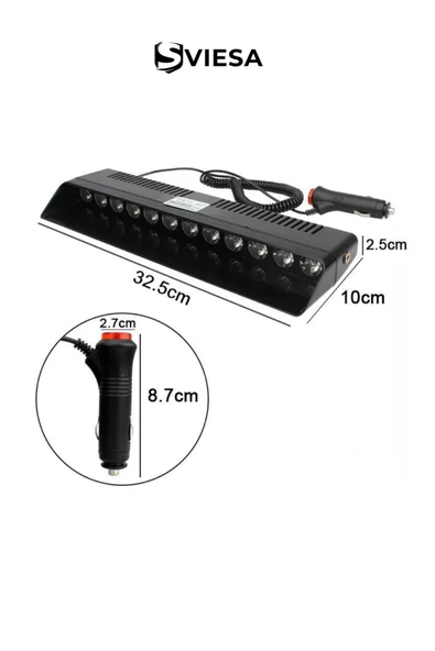 S12 Kırmızı Mavi Beyaz Yanan Cam İçi Led 12 Ledli Vantuzlu Çakmaklık Girişli 12 Volt - 3