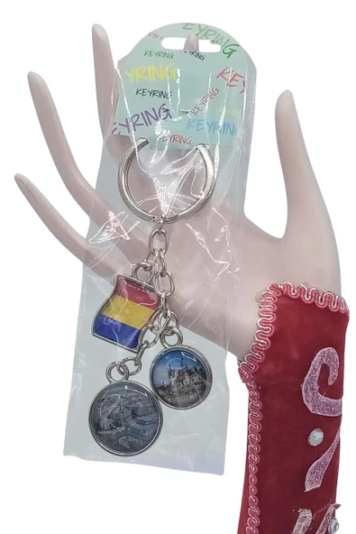 Romanya Üçlü Epoksi Metal Çift Taraflı Damla Anahtarlık Romania - Resim 5