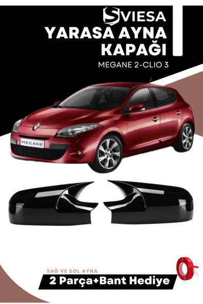 Renault Megane 2-Clio 3 Uyumlu Batman Yarasa Ayna Kapağı Piano Black - 1