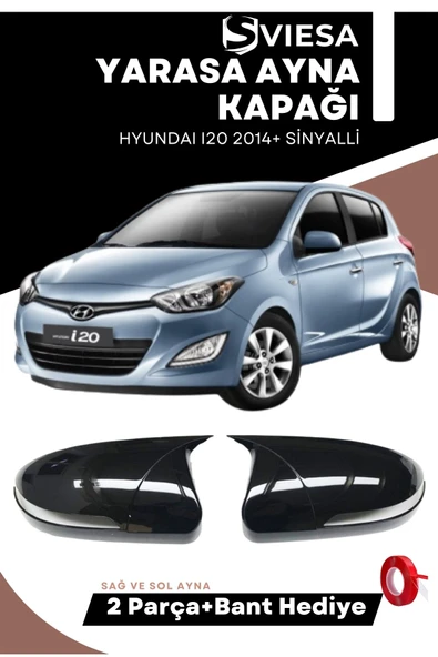 Hyundai I20 2014+ Sinyalli Uyumlu Batman Yarasa Ayna Kapağı Piano Black - 1