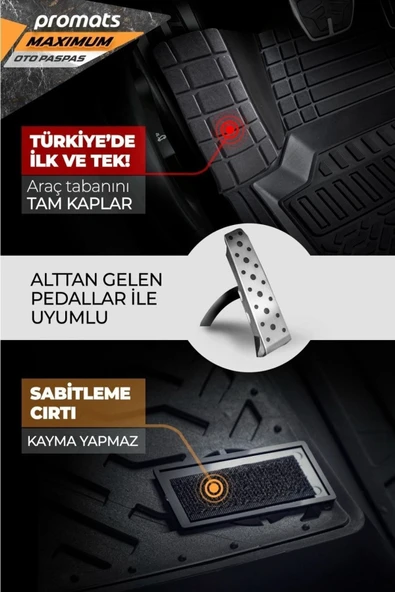 Mahir Otom Renault Clio 5 2020 Model Ve Sonrası Uyumlu Oto Paspas 4d Maximum (SİYAH) - 4