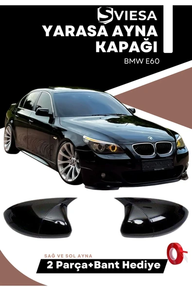 Bmw E60 2003-2010 Uyumlu Batman Yarasa Ayna Kapağı Piano Black - 1