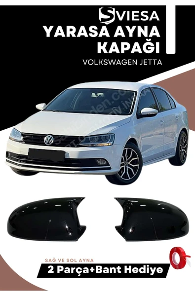 Volkwagen Jetta Mk5 2005-2010 Uyumlu Batman Yarasa Ayna Kapağı Piano Black - 1