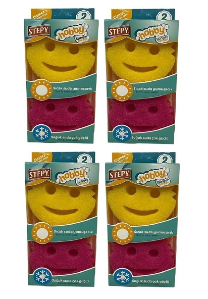 Stepy Gülen Yüz Özel Bulaşık Süngeri 8 Li Paket - Dayanıklı, Çift Taraflı, Ergonomik Tasarım. ürün görseli