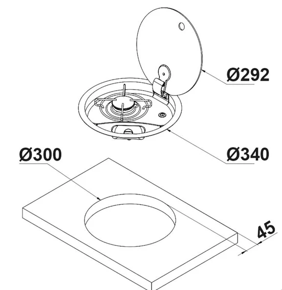 CAN FC1345 Kapaklı Gömme Ocak - Resim 2