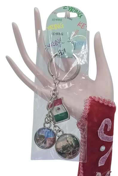 Meksika Üçlü Epoksi Metal Çift Taraflı Damla Anahtarlık Mexico - Resim 5