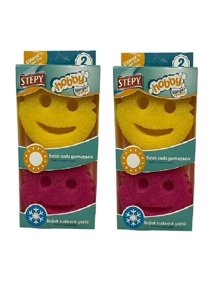 STEPY Gülen Yüz Özel Bulaşık Süngeri 4 Lü Paket - Dayanıklı, Çift Taraflı, Ergonomik Tasarım. ürün görseli