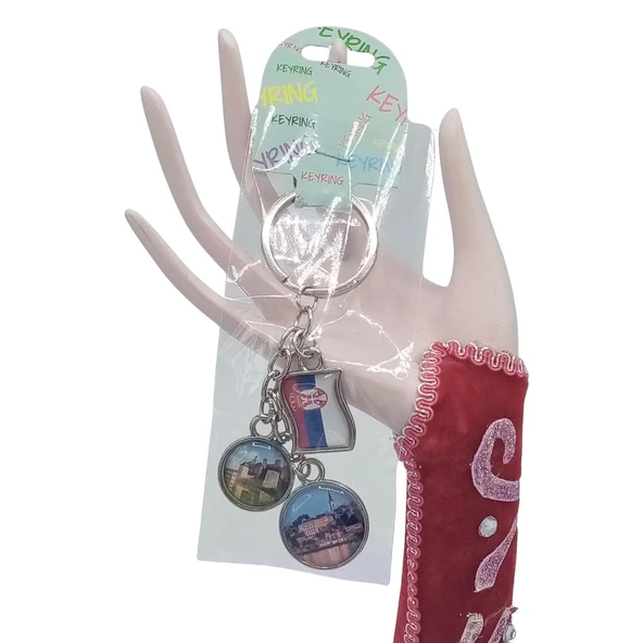 Sırbistan Üçlü Epoksi Metal Çift Taraflı Damla Anahtarlık Serbia - Resim 2