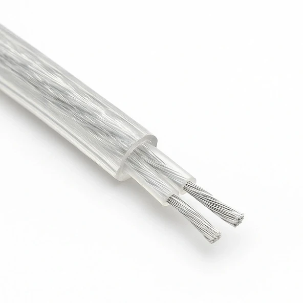Şeffaf, Fişli Arapuarlı Kablo - Anahtarlı (2X0,50) Yassı Kablo - 2 Metre - Resim 2