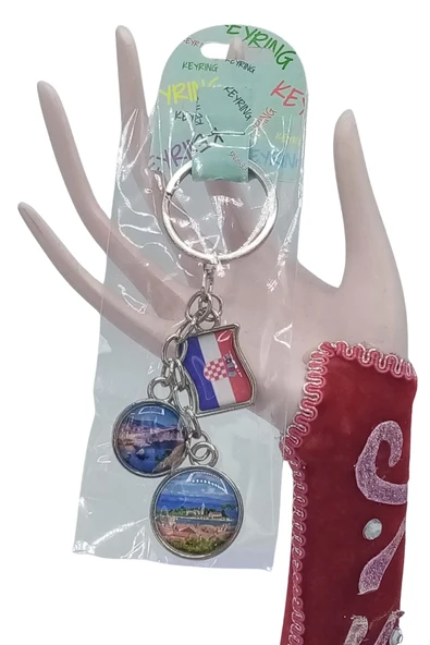 Hırvatistan Üçlü Epoksi Metal Çift Taraflı Damla Anahtarlık Croatia - Resim 5