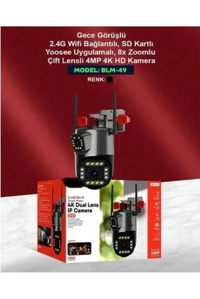 Blm49 4 Mp 4K Hd Gece Görüşlü Dış Mekan 2.4G Sd Kartlı 8X Zoom Çift Lensli Kamera Blm-49 - 3