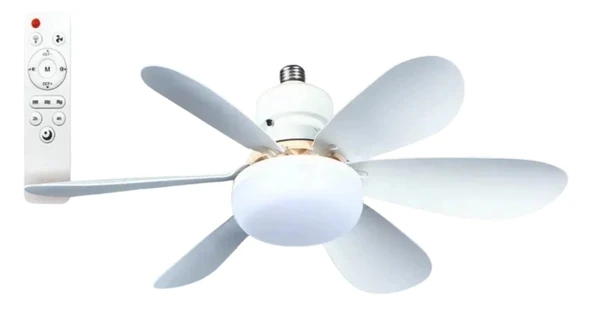 HELIOS Tavan Vantilatörü 36w Beyaz / Günışığı Ledli E-27 Duy a Takılabilen 5 Kanatlı Kumandalı Vantilatör 80-265v - 4