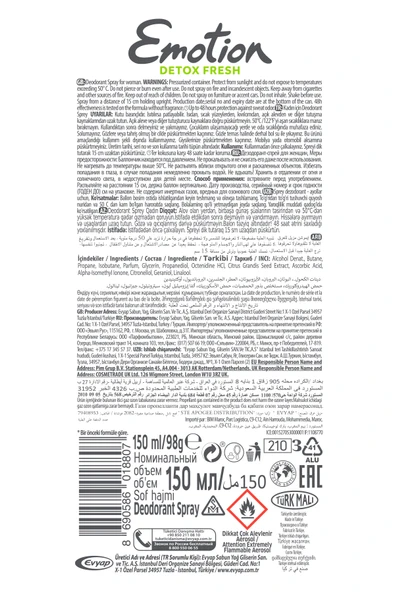 Emotion Detox Fresh Kadın Vegan Deodorant 6x150ml Leke Bırakmaz - Resim 7