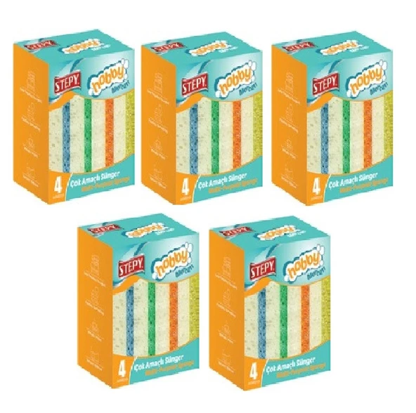 Stepy Çok Amaçlı Mercan Sünger Düz 4 Lü x 5 Paket ürün görseli