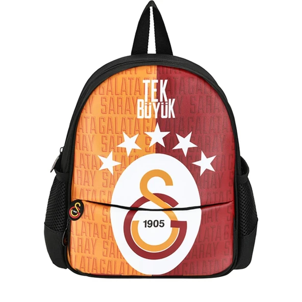 Galatasaray 2 Bölmeli 5 Yıldızlı Tek Büyük Suni Deri Anaokulu Çantası + Beslenme Çantası - Resim 2