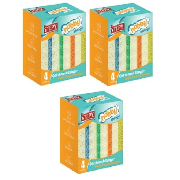 Stepy Çok Amaçlı Mercan Sünger Düz 4 Lü x 3 Paket ürün görseli