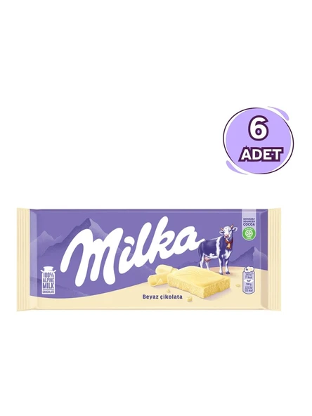 Milka Beyaz Tablet Çikolata 80 gr – 6 adet