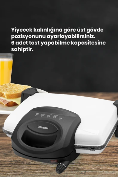 GOLDMASTER LEZZİTO BY-5401B TOST MAKİNESİ BEYAZ - Resim 5