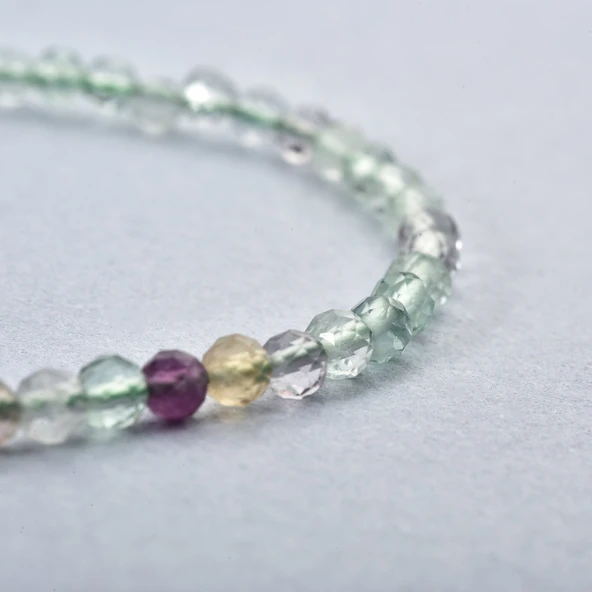 925 Ayar Gümüş Altın Kaplama Doğal Fluorit Taşlı Kolye - NGS00117 - Resim 3