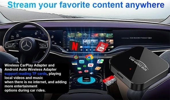 Ozmik Arabalar için Video Kutusu  Netflix, YouTube, CarPlay ve Android Auto  Tak ve Çalıştır - 7