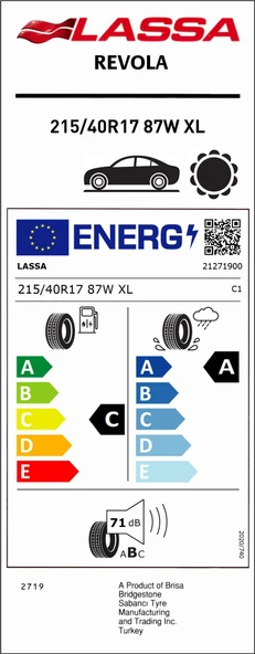 215/40R17 87W REVOLA LASSA - 4
