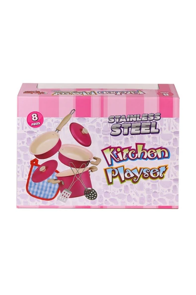 Vardem 8 Parça Pembe Emaye Tencere Tava Seti 1818-6A - Resim 3