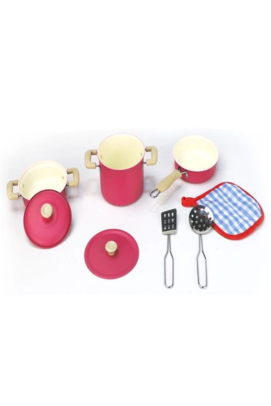 Vardem 8 Parça Pembe Emaye Tencere Tava Seti 1818-6A ürün görseli 1