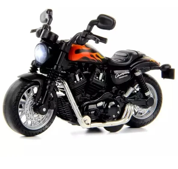 Çek Bırak1:14 Die-Cast Clasic Motosiklet - Alev Desenli - 2